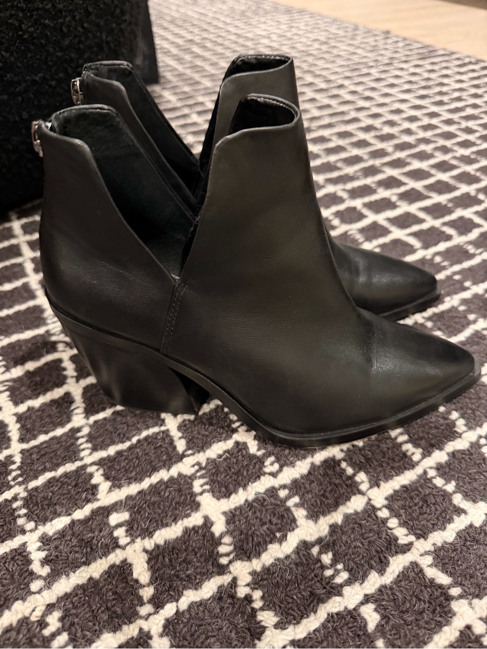 Vince Camuto Black Pointed Leather Ankle Booties